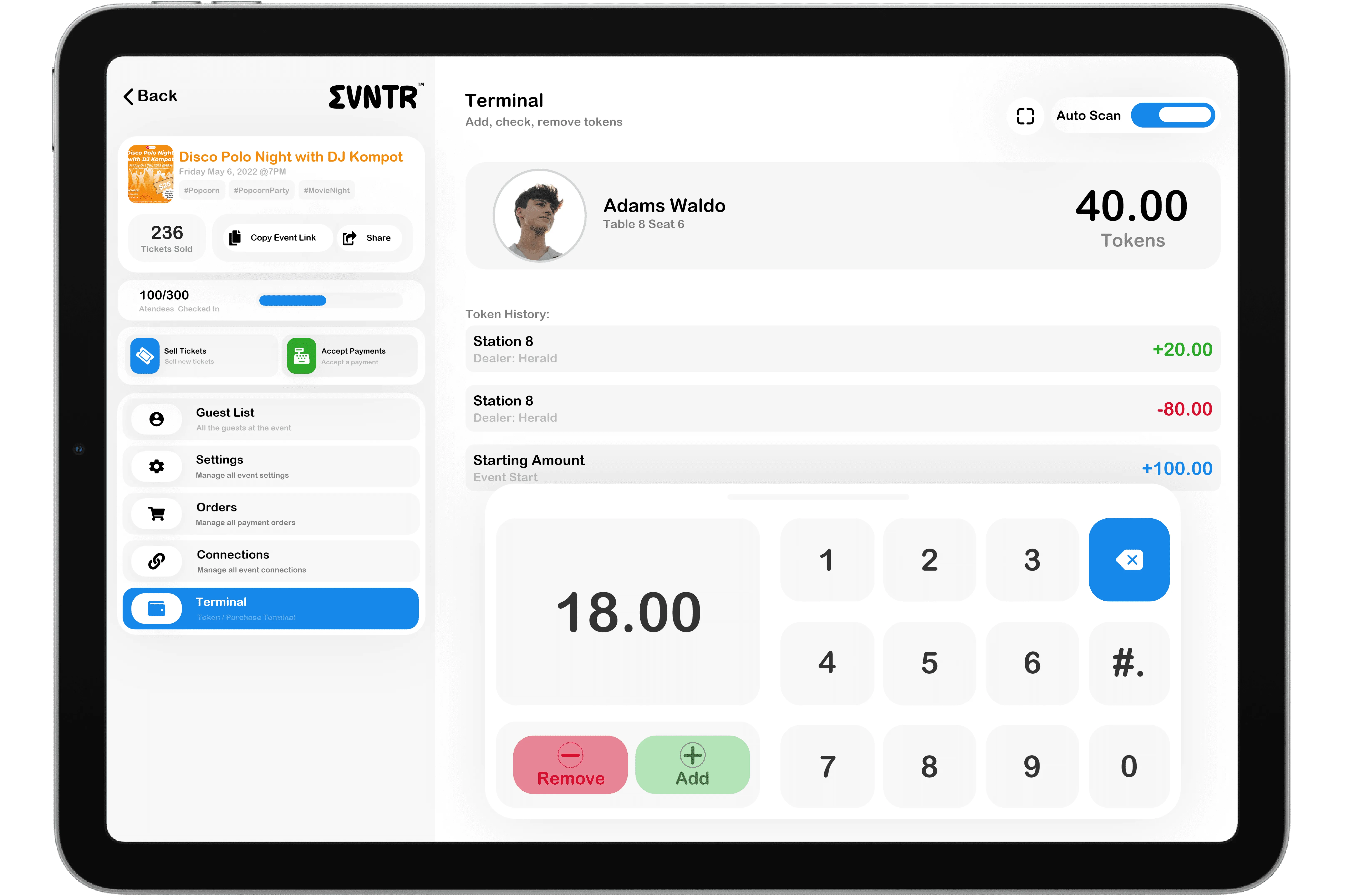 Event token terminal on desktop